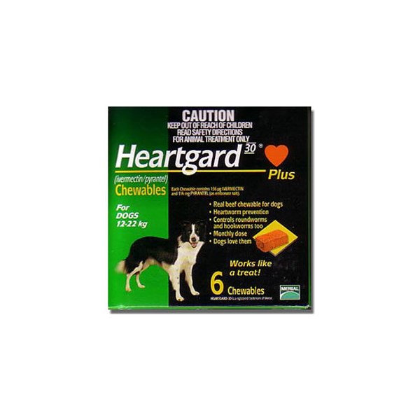 Heartgard Plus Chew 26-50Lb Green 136mcg 6 Month  10x6ds