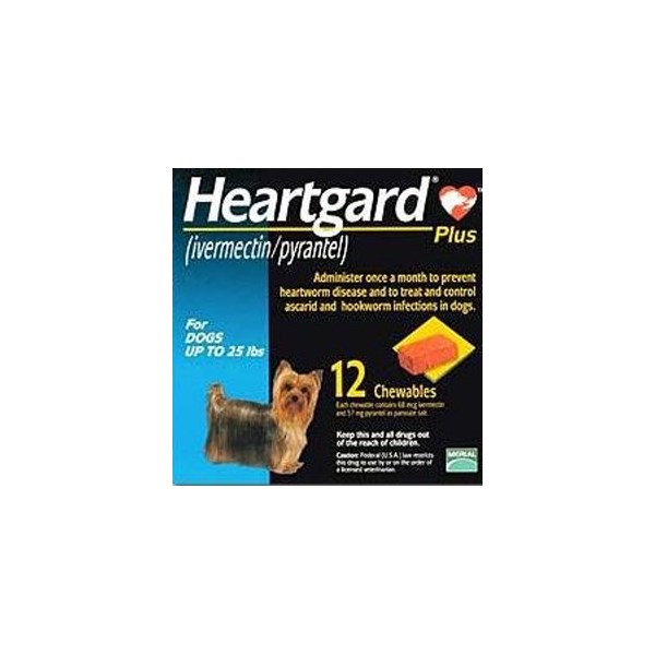 Heartgard Plus Chew 0-25Lb Blue 68mcg 12 Month 12x5ds