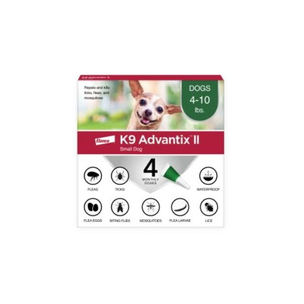 K9 Advantix II Dog Green 4-10lb 4 month 6 cards/bx