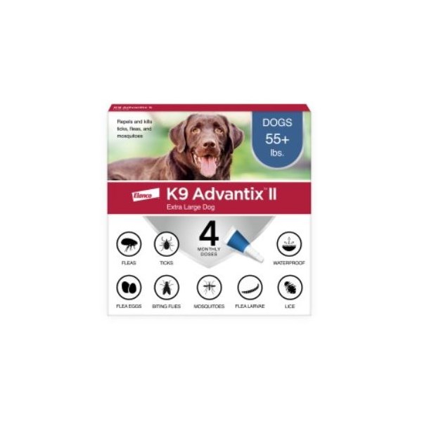 K9 Advantix II Dog Blue 55-88lb 4 month 6 cards/bx