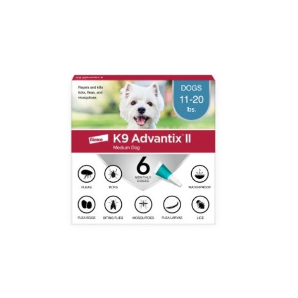 K9 Advantix II Dog Teal 11-20Lb 6 month 6 cards/bx