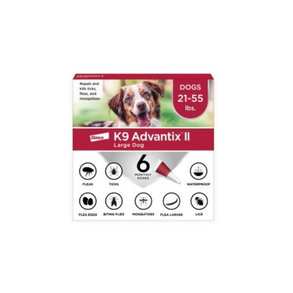 K9 Advantix II Dog Red 20-55Lb 6 month 6 cards/bx