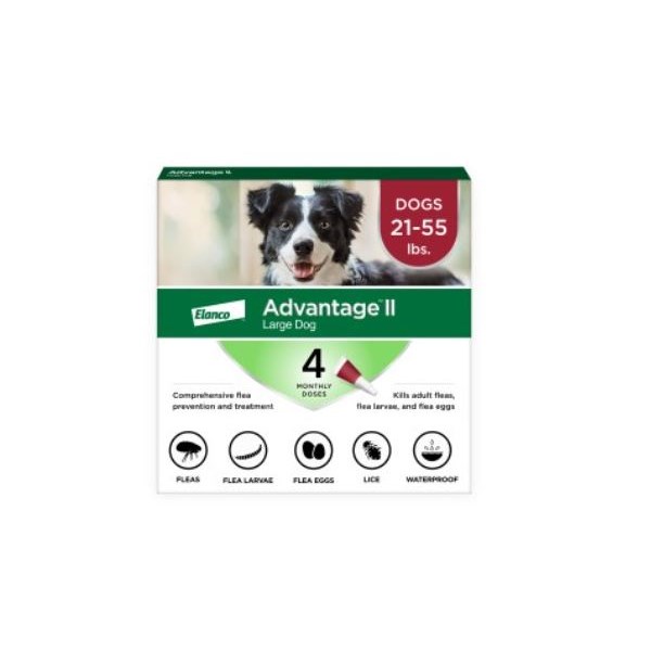Advantage II Dog Red 20-55lb 4 month  6 cards/bx