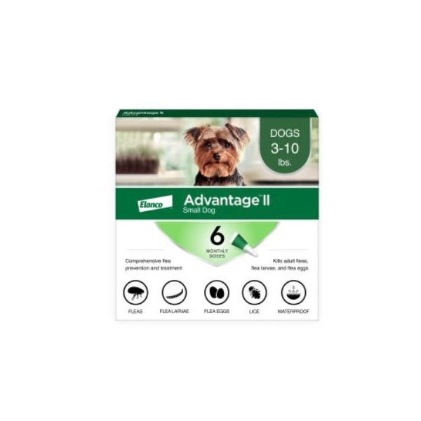 Advantage II Dog Green 3-10lb 6 month  6 cards/bx