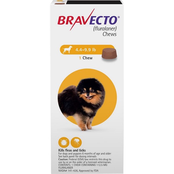 Bravecto Chews 4.4-9.9Lb 10 Cards x 1ds  Yellow
