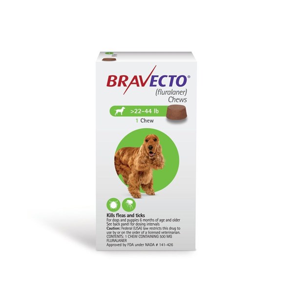 Bravecto Chews 22-44Lb 10 Cards x 1ds  Green