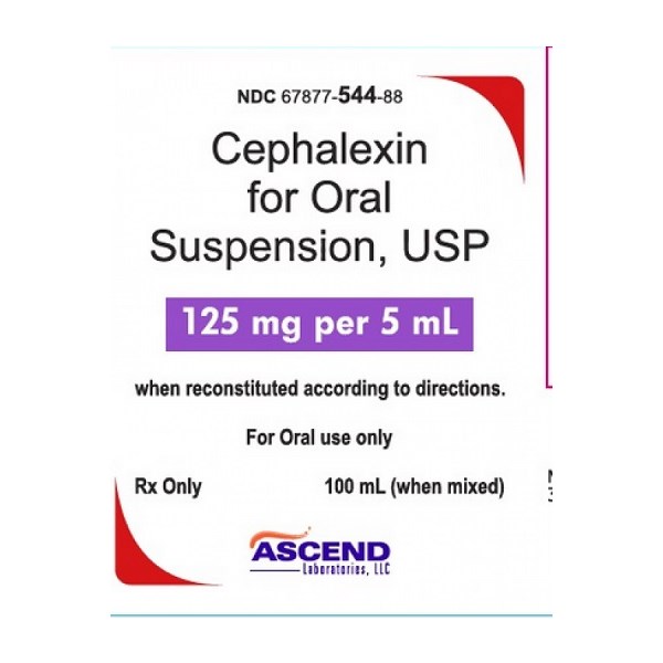 Cephalexin Suspension 125mg/5ml 100ml Ascend Label