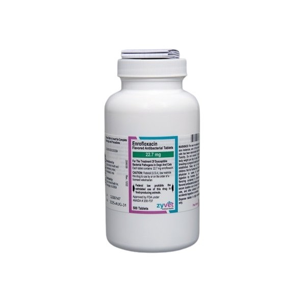 Enrofloxacin Flavored Tabs 22.7mg 500ct ZyVet Label