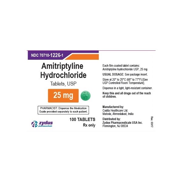 Amitriptyline Tabs 25mg 100ct Zydus Label