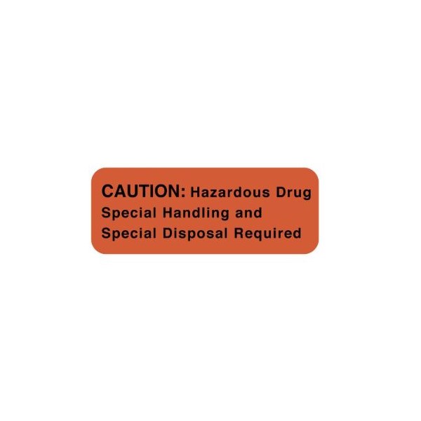 Hazardous Drug Label 2&quot; x 3/4&quot; 470/roll Orange