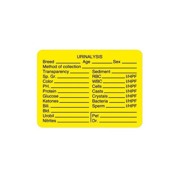 Urinalysis Lab Label Yellow 400 labels/roll