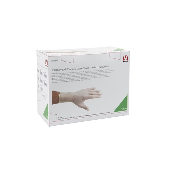 Kruuse Vetgel Latex Surgical Gloves Size 7 50/bx