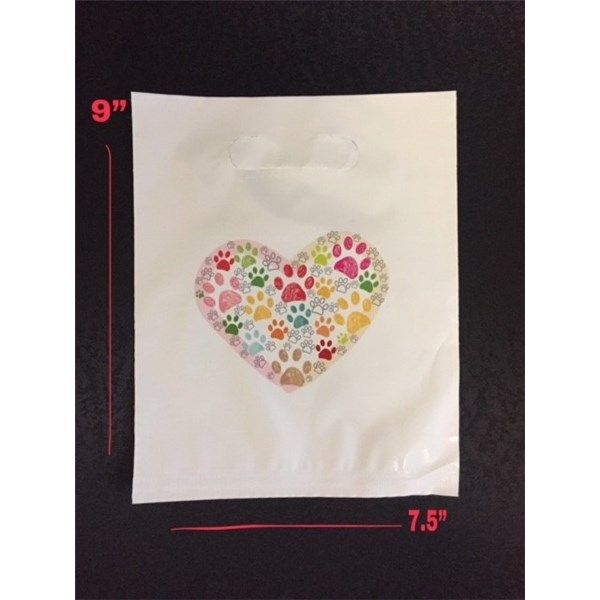 Paw Print Heart Pharmacy Bag 7.5&quot; x 9&quot;  25ct