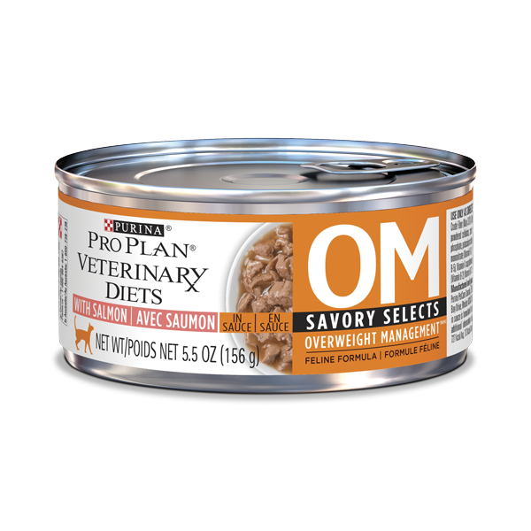 Purina Vet Diet Cat OM Overweight Management Savory Selects Salmon 5.5oz