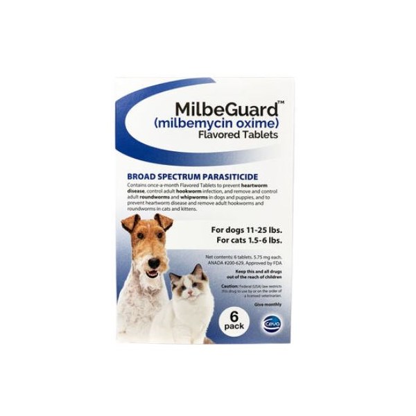 Milbeguard Medium Dog Blue 5.75mg 6 dose CARD 11-25lbs