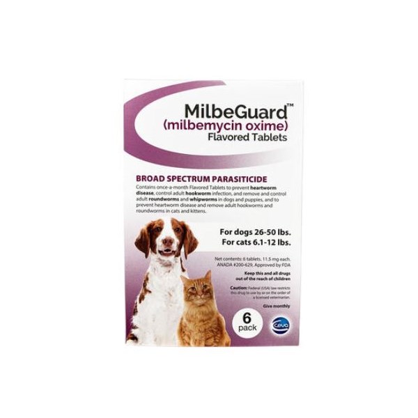 Milbeguard Large Dog Purple 11.5mg 6 dose CARD 26-50lbs