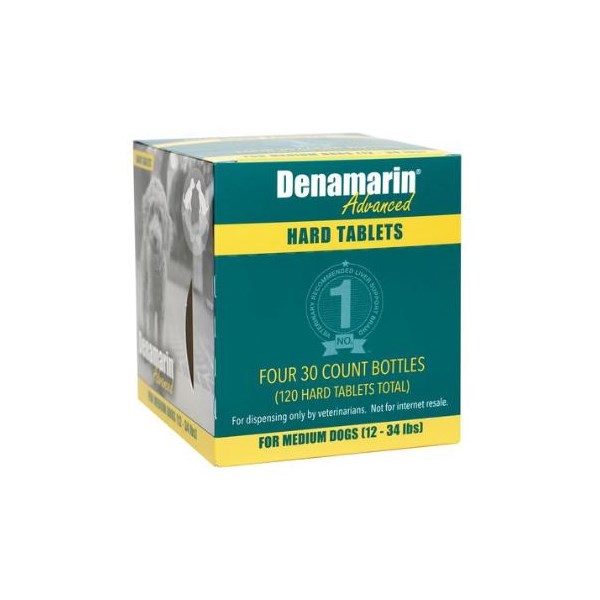 Denamarin Advanced Medium Dog 12-34lbs HARD TABLET 4 bottles/bx 30ct each