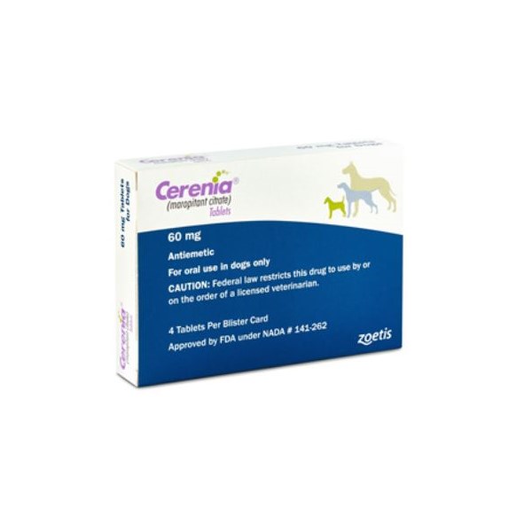 Cerenia Tabs 60mg 4ct/card x 10 cards Blue