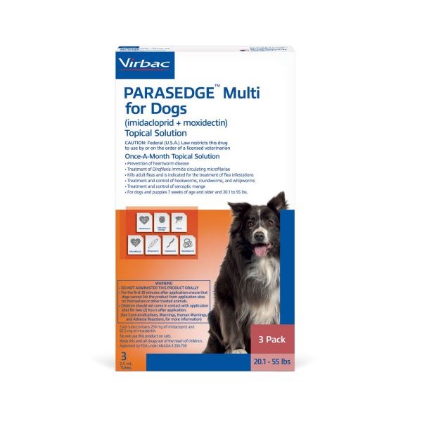 Parasedge&trade; Multi for Dogs 20.1-55lbs 3 doses/card 10 cards/box