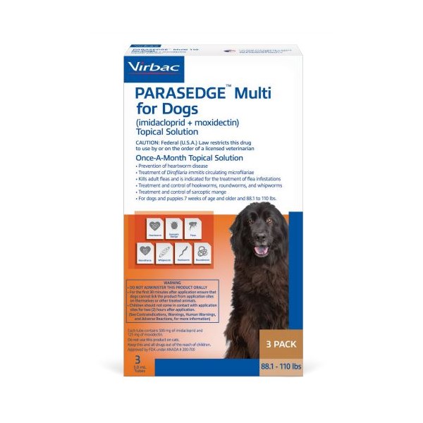 Parasedge&trade; Multi for Dogs 88.1-110lbs 3 doses/card 5 cards/box