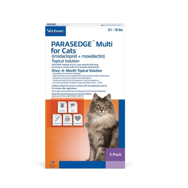 Parasedge&trade; Multi for Cats 9.1-18lbs 3 doses/card 10 cards/box