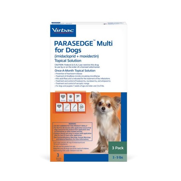 Parasedge&trade; Multi for Dogs 3-9lbs 3 doses/card 10 cards/box