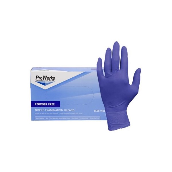 Exam Gloves Nitrile ProWorks Powder Free 3 mil Small (Blue-Violet) 200/bx
