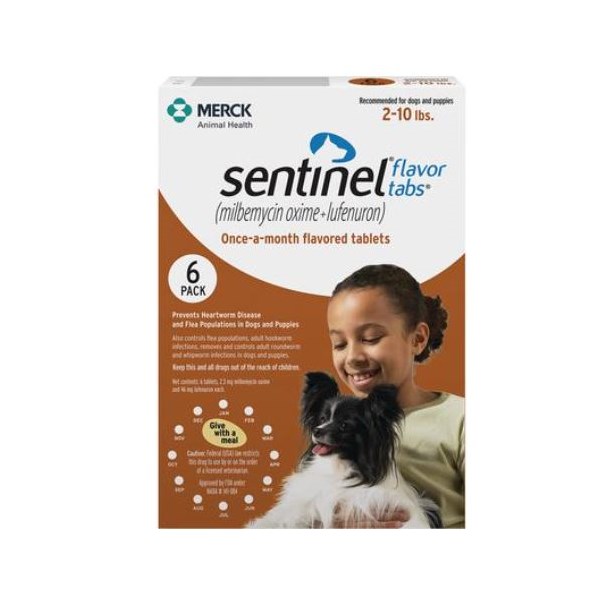 Sentinel Flavor Tabs Brown 2-10lbs 6 Dose