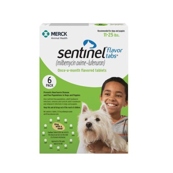 Sentinel Flavor Tabs Green 11-25lbs 6 Dose
