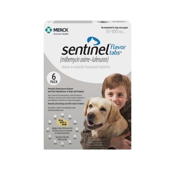Sentinel Flavor Tabs White 51-100lbs 6 Dose