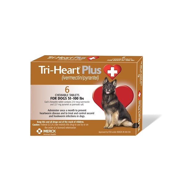 Tri-Heart Plus 51-100lb Brown 6 Dose 10ct