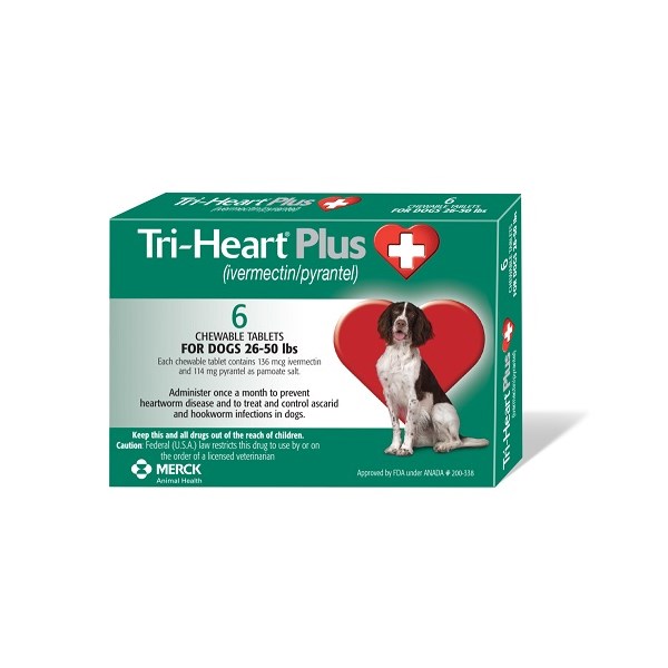 Tri-Heart Plus 26-50lb Green 6 Dose 10ct