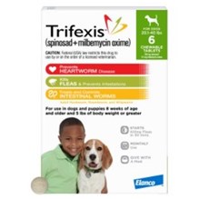 Trifexis Chew Tabs 20-40lbs  Green  6 month 10 cards/bx