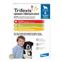 Trifexis Chew Tabs 40-60lbs  Blue  6 month 10 cards/bx