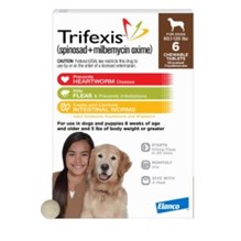 Trifexis Chew Tabs 60-120lbs  Brown  6 month 10 cards/bx