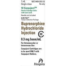 Buprenorphine Injeciton 0.3mg C3 (10 x 1ml Carpuject)