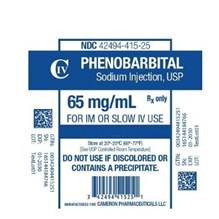 Phenobarbital Injection 65mg 1ml C4 Cameron Label