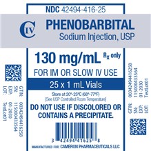 Phenobarbital Injection 130mg 1ml  25/pk  C4  FULL BOX ONLY!