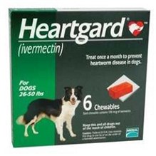 Heartgard Chew 26-50Lbs Green 136mcg 6 month 10x6ds