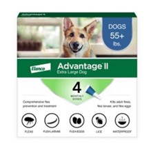 Advantage II Dog Blue 55-88lb  4 month  6 cards/bx