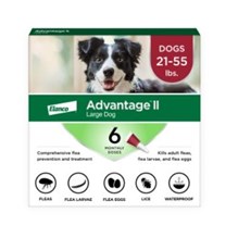 Advantage II Dog Red 20-55lb 6 month  6 cards/bx