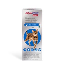 Bravecto Plus Cat Topical Blue 6.2 - 13.8lbs 250mg 1 dose/card 10 cards per box
