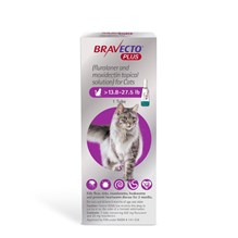 Bravecto Plus Cat Topical Purple 13.8 - 27.5lbs 500mg 1 dose/card 10 cards per box