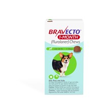 Bravecto 1 MONTH Chew 22-44lbs Green 1ds/card  10 cards/box
