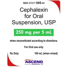 Cephalexin Suspension 250mg/5ml 100ml Ascend Label