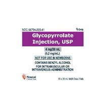 Glycopyrrolate Injection 0.4mg/20ml (0.2mg/ml) 20ml  25/pk Full Pack Only