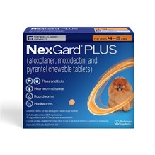 NexGard Plus Soft Chews for Dogs 4-8lbs (6 dose x 10) Orange