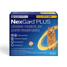 NexGard Plus Soft Chews for Dogs 17.1-33lbs (3 dose x 10) Yellow