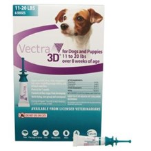 Vectra 3D Dogs and Puppies Small 11-20lbs 6 dose SINGLE CARD