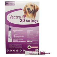 Vectra 3D Dogs and Puppies Purple 56-95lbs 6 dose SINGLE CARD
